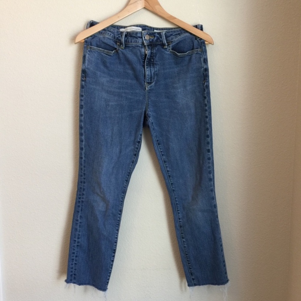 Anthropologie Pilcro High Rise Skinny Cropped Raw Hem Blue Jeans Summer 28 6